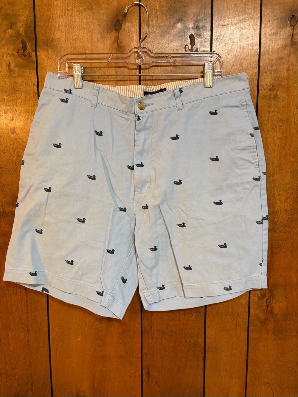 Southern Marsh Light Blue Cotton Shorts with Striped Waistband